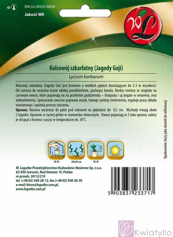 Nasiona Jagody Goji - Kolcowój Szkarłatny